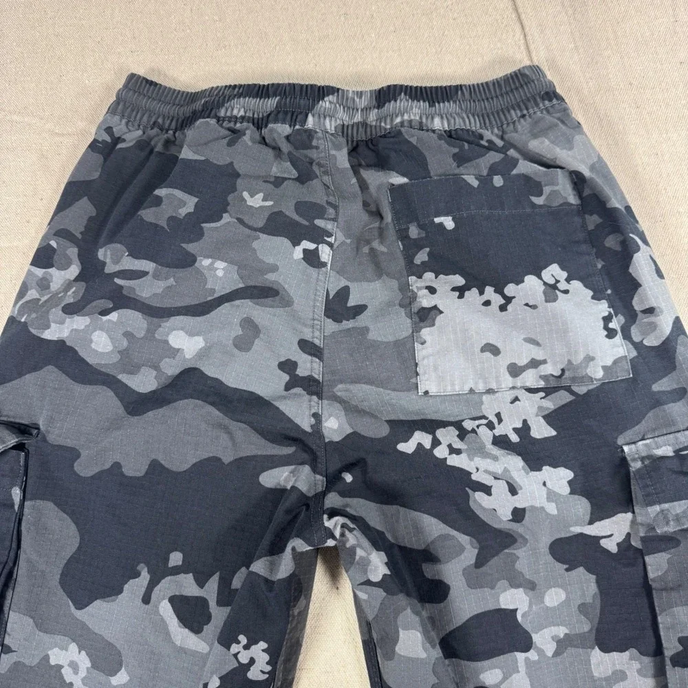 Adidas Cargo Pants Mens Medium Grey Black Camo Good Ripstop IK3535 Trefoil - Picture 5 of 13